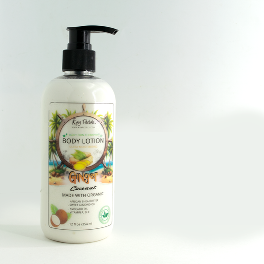 Ginger Coconut Natural Body Lotion Made With Sensitive Skin Fragrance Oil | Organic Unrefined African Shea Butter | Organic Sweet Almond Oil | Organic Avocado Oil |
