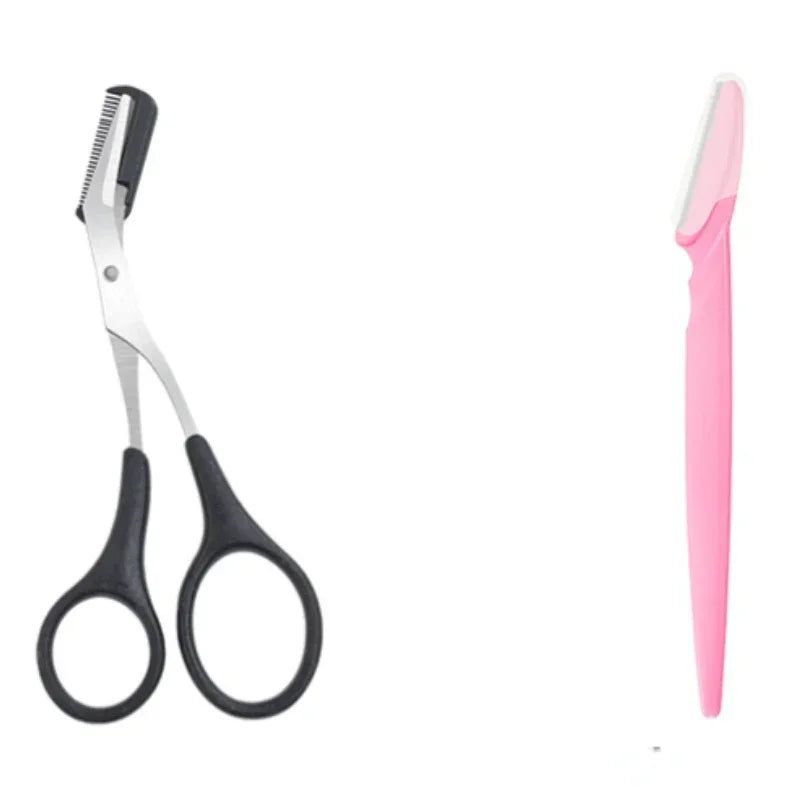 Stainless Steel Eyebrow Trimmer Scissors with Comb