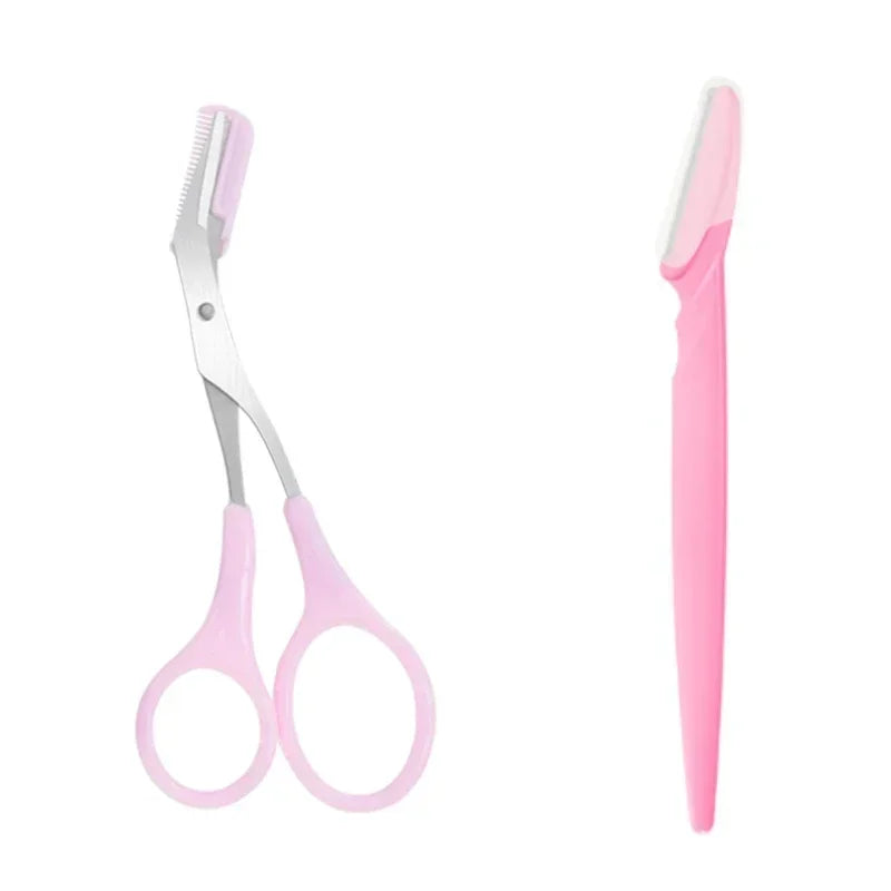 Stainless Steel Eyebrow Trimmer Scissors with Comb