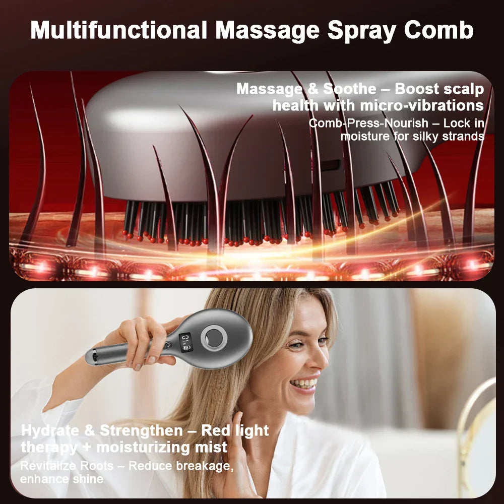 Red Light Scalp Massage Brush & Hair Sprayer