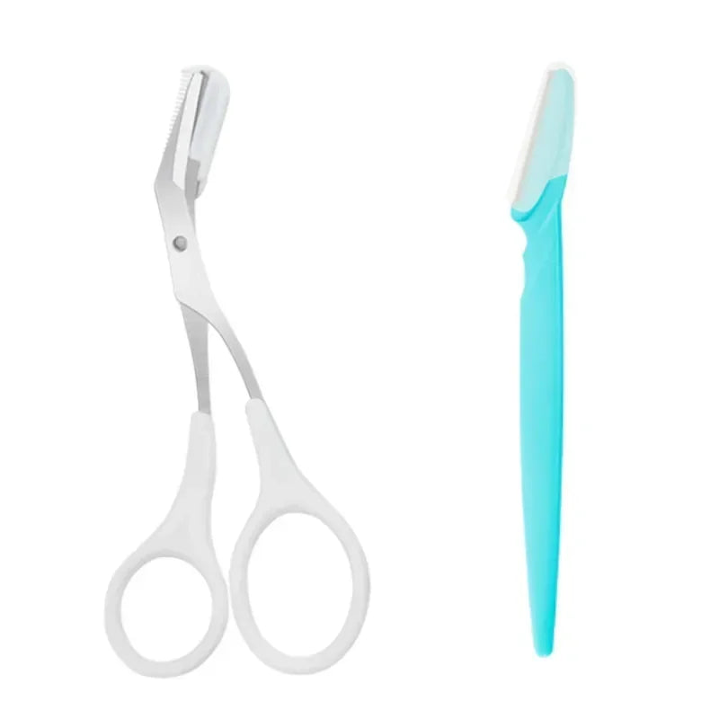 Stainless Steel Eyebrow Trimmer Scissors with Comb