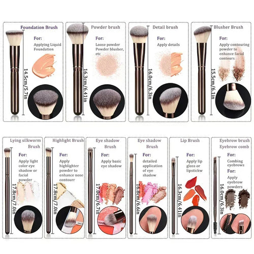 10-Piece Professional Makeup Brush Set